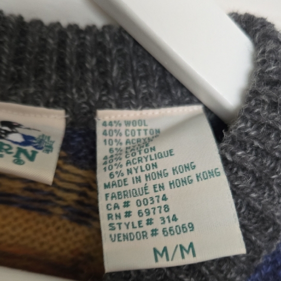 Vintage Women's Multicolor Wool Cotton Patterned Sweater Cottagecore Warm size M - Picture 3 of 14